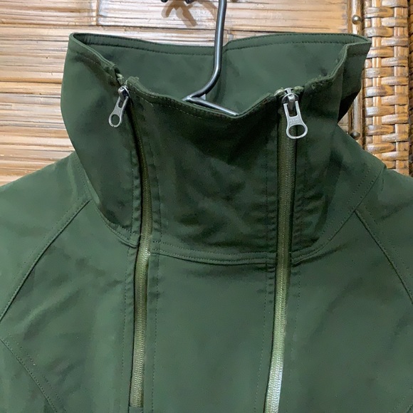 Columbia Long Fitted Trench Coat SZ L Army Green - Picture 4 of 8